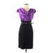 Tiana B. Casual Dress - Party Cowl Neck Short sleeves: Purple Print Dresses - Women's Size 8