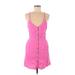 Zara Casual Dress - Mini Plunge Sleeveless: Purple Print Dresses - Women's Size Small