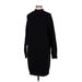 MICHAEL Michael Kors Casual Dress - Sweater Dress Mock Long sleeves: Black Solid Dresses - Women's Size Medium