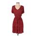 Ann Taylor LOFT Casual Dress V Neck Short sleeves: Red Dresses - Women's Size Small Petite