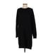 Forever 21 Cocktail Dress - Sweater Dress Crew Neck Long sleeves: Black Print Dresses - Women's Size Small