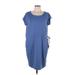 Columbia Casual Dress - Shift Scoop Neck Short sleeves: Blue Print Dresses - Women's Size Large