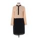 Ann Taylor Casual Dress - Shift Mock Long sleeves: Tan Color Block Dresses - Women's Size 4