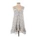 MNG Casual Dress - A-Line V-Neck Sleeveless: White Floral Dresses - Women's Size 2