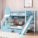 Twin-Over-Twin Castle Style Bunk Bed with 2 Drawers 3 Shelves and Slid, Twin Bed Frame