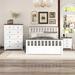 3-Pieces Bedroom Sets Full Size Platform Bed with Nightstand(USB Charging Ports) and Storage Chest,White+Walnut