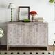 Farmhouse Style 3-Door Wooden Accent Cabinet: Sideboard Buffet Server with Storage