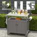 42.13 in. W Stainless Steel Countertop Outdoor Grill Cart on 2 Wheels with Storage Cabinet and Side Shelf