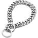 Loveshine Chain Dog Collar High Polished Silver Cuban Link Dog Chain Chain Collar Metal Stainless Steel Heavy Duty Slip Dog Collars for Medium Dogs(15MM 26 )