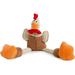 goDog Checkers Skinny Rooster Squeaky Plush Dog Toy Chew Guard Technology - Brown Large