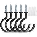 Heebabeys 12 Pcs 2.9 Inches Black Ceiling Hooks Vinyl Coated Screw-in Wall Hooks Plant Hooks Kitchen Hooks Cup Hooks Great for Indoor & Outdoor Use (12 Pack Black+12 Extra Pipes)