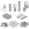 SEANSDA 150PCS Shelf Pegs for Shelves 5 Styles Shelf Pins Kitchen Cabinet Shelf Pegs Metal Shelf Support Pegs Nickel Plated Shelf Holders Pegs Shelf Clips for Wood Shelving Bookshelf (5mm & 6mm)