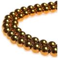 PLTbeads 8mm Hematite Gold Plated Gemstone Round Loose Beads Approxi 15.5 inch 48pcs 1 Strand per Bag for Jewelry Making Findings Accessories