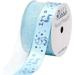 Ribbli 2 Rolls Satin/Organza Baby Boy Craft Ribbon Total 20 Yards (Satin Elephant Boy 7/8-Inch x 10-Yard Sheer Organza Light Blue 7/8-Inch x 10-Yard) Use for Baby Shower Diaper Cake Gift Wrapping