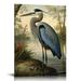 COMIO Blue Heron Poster Art Print Retro Vintage Bird Wall Art Poster Decor Nature Avian Wall Decor Bird Themed. Vintage Inspired Bird Decor (Blue heron 12x16 inches