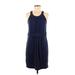 Ann Taylor LOFT Casual Dress - Popover: Blue Solid Dresses - Women's Size Medium Petite