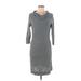 Banana Republic Factory Store Casual Dress - Sweater Dress Cowl Neck 3/4 sleeves: Gray Print Dresses - Women's Size Medium