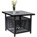 SUNCROWN Metal Outdoor Patio Bistro Coffee Square Side Table with 1.57 Umbrella Hole