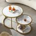 Smart FENDEE Nesting Coffee Table for Living Room Round Marble Top Gold