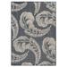 Feathers Premium Paisley-Like Plumes Indoor Outdoor Area Rug BLUE-WEISS 5 3 X 7 7 Paisley Floral & Botanical 0.25 - 0.5 inch Less than 0.25 inch