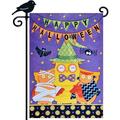 LAYOER Home Garden Double Sided Owl Bird Spider Bat Purple Garden Flag 12.5 x 18 Inch Celebrate Happy Halloween Holiday Decoration Outdoor Lawn Yard Banner