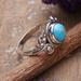 Sky Glam,'Silver Reconstituted Turquoise Cocktail Ring with Leaf Motif'