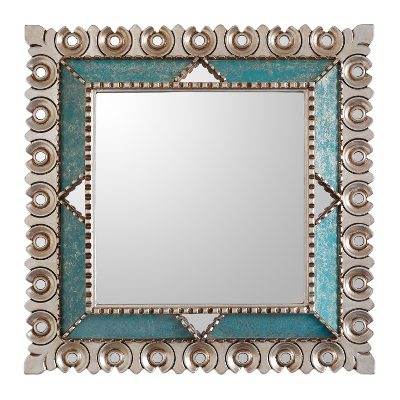 Colonial Trance,'Square Silver Gilded Wood Wall Mirror from Peru'