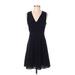 Theory Casual Dress - A-Line V Neck Sleeveless: Black Print Dresses - Women's Size 2