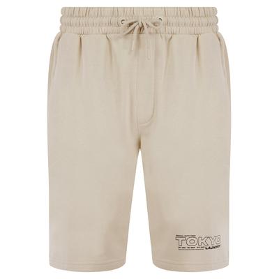 Jogger Shorts Brody Motif Brushback Fleece Jogger Shorts in Stone / L - Tokyo Laundry