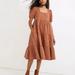 Madewell Dresses | Madewell Aidy Quilted Square Neck Tiered Midi Dress In Warm Umber 12 | Color: Brown/Orange | Size: 12
