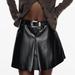 Zara Shorts | Belted Pleated Skort, Faux Leather Skort Shorts Black Zara Nwt | Color: Black/Silver | Size: M