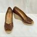 Michael Kors Shoes | Michael Kors Leather Wedge Sandals Espadrilles | Color: Brown/Tan | Size: 8.5