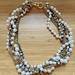 J. Crew Jewelry | J. Crew Large Chunky Statement Necklace Pearl Crystal Gold Chain Twist | Color: Gold/White | Size: Os