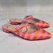 J. Crew Shoes | J Crew Silk Stripe Mary Jane Flats 6.5 | Color: Orange/Pink | Size: 6.5