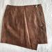 Zara Skirts | Chic Faux Leather Aline Skirt! Mint Condition! | Color: Brown/Cream | Size: Various