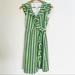 Kate Spade Dresses | Kate Spade New York - Aubrey Wrap Silk Geo Print Belted Ruffle Dress Size 0 | Color: Green/White | Size: 0