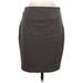 Express Casual Pencil Skirt Knee Length: Gray Solid Bottoms - Women's Size 6