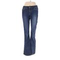 Joe's Jeans Jeans - Low Rise Flared Leg Boyfriend: Blue Bottoms - Women's Size 25 - Dark Wash