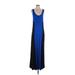 Kris Jenner Kollection Casual Dress - A-Line Scoop Neck Sleeveless: Blue Print Dresses - Women's Size Small