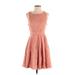 BCBG Paris Casual Dress - A-Line Crew Neck Sleeveless: Pink Solid Dresses - Women's Size 4