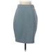 Express Casual Pencil Skirt Knee Length: Gray Print Bottoms - Women's Size X-Small