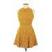 Love, Fire Casual Dress - Mini Mock Sleeveless: Yellow Dresses - Women's Size Medium