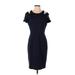 J. McLaughlin Casual Dress - Sheath Scoop Neck Short sleeves: Blue Solid Dresses - Women's Size Small