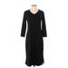 ExOfficio Casual Dress - Sheath V-Neck 3/4 sleeves: Black Solid Dresses - Women's Size Small
