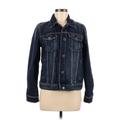 LC Lauren Conrad Denim Jacket: Short Blue Print Jackets & Outerwear - Women's Size Medium