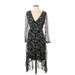 Elena Baldi Casual Dress - Wrap: Black Floral Dresses - New - Women's Size Small