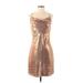 Miss Selfridge Cocktail Dress - Sheath: Gold Print Dresses - Women's Size 4