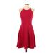 Olivia Rae Casual Dress - A-Line Halter Sleeveless: Red Print Dresses - Women's Size Small