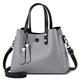 DORRISO Women Handbags Fashion Pendant Ladies Top Handle Bag Adjustable Tote Bag Messenger Bag Travel Leisure PU Leather Shoulder Bags Grey