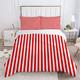 Double Duvet Set red and white stripes Soft Microfiber Bedding Double Bed Set for Teens Adults, Anti-Allergic Quilt Covers with Zipper Closure + 2 Pillowcases 50x75cm - 200x200 cm